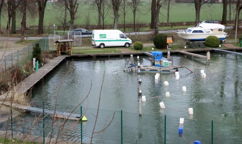 Teichberäumung mit schwimmenden Geräten